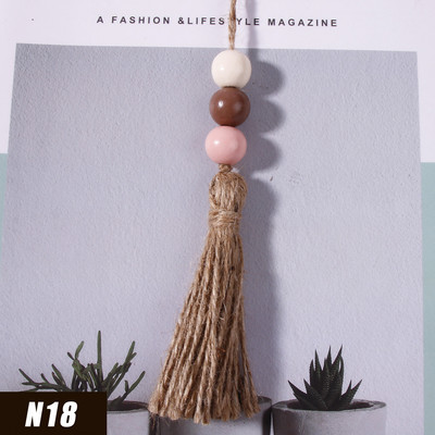 5gab Džutas pušķis Daudzkrāsainas koka krelles mājas dekorēšanai Kaņepju virves audekla pušķi amatniecībai Aizkaru DIY ballīšu rotājumi