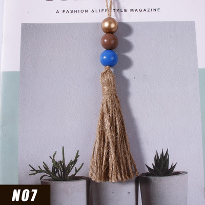 5gab Džutas pušķis Daudzkrāsainas koka krelles mājas dekorēšanai Kaņepju virves audekla pušķi amatniecībai Aizkaru DIY ballīšu rotājumi