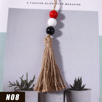 5gab Džutas pušķis Daudzkrāsainas koka krelles mājas dekorēšanai Kaņepju virves audekla pušķi amatniecībai Aizkaru DIY ballīšu rotājumi