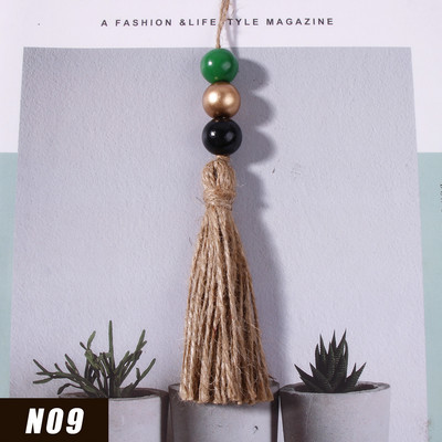 5gab Džutas pušķis Daudzkrāsainas koka krelles mājas dekorēšanai Kaņepju virves audekla pušķi amatniecībai Aizkaru DIY ballīšu rotājumi