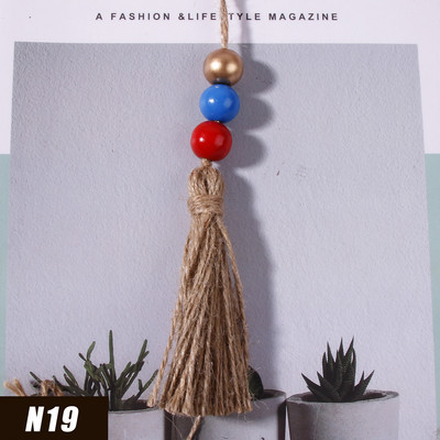 5gab Džutas pušķis Daudzkrāsainas koka krelles mājas dekorēšanai Kaņepju virves audekla pušķi amatniecībai Aizkaru DIY ballīšu rotājumi