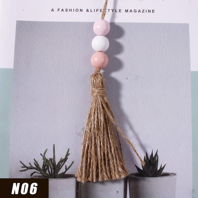 5gab Džutas pušķis Daudzkrāsainas koka krelles mājas dekorēšanai Kaņepju virves audekla pušķi amatniecībai Aizkaru DIY ballīšu rotājumi