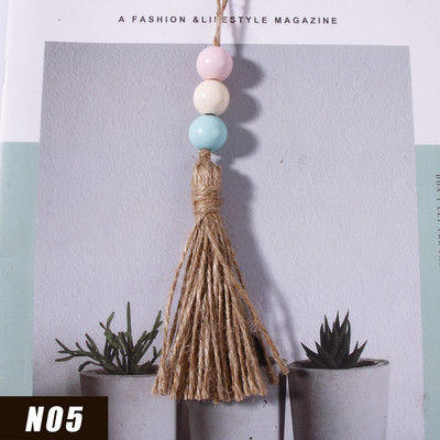 5gab Džutas pušķis Daudzkrāsainas koka krelles mājas dekorēšanai Kaņepju virves audekla pušķi amatniecībai Aizkaru DIY ballīšu rotājumi