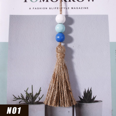 5gab Džutas pušķis Daudzkrāsainas koka krelles mājas dekorēšanai Kaņepju virves audekla pušķi amatniecībai Aizkaru DIY ballīšu rotājumi