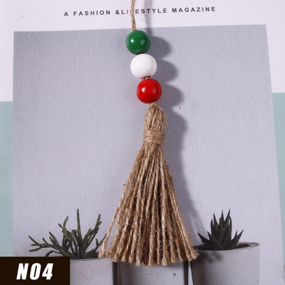 5gab Džutas pušķis Daudzkrāsainas koka krelles mājas dekorēšanai Kaņepju virves audekla pušķi amatniecībai Aizkaru DIY ballīšu rotājumi