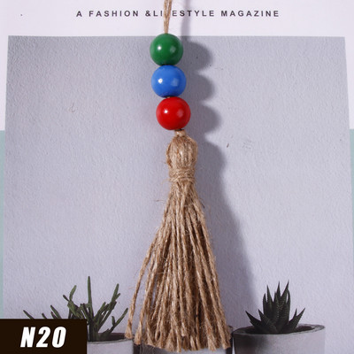 5gab Džutas pušķis Daudzkrāsainas koka krelles mājas dekorēšanai Kaņepju virves audekla pušķi amatniecībai Aizkaru DIY ballīšu rotājumi