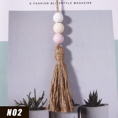 5gab Džutas pušķis Daudzkrāsainas koka krelles mājas dekorēšanai Kaņepju virves audekla pušķi amatniecībai Aizkaru DIY ballīšu rotājumi