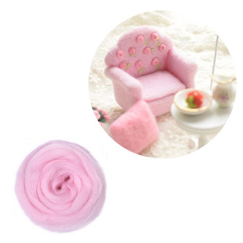 MIUSIE 100g/50g Needle Felting Light Pink Flesh Felting Wool Roving Fiber Hand Spinning DIY Craft Feltting Wool Fiber Materials