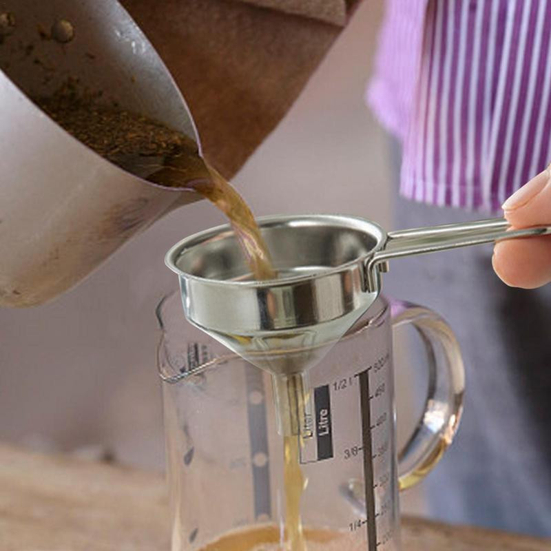 Minilehter pudelite täitmiseks roostevabast terasest köögiõli vedellehter eeterliku õli doseerimistööriist õli ülekandmiseks