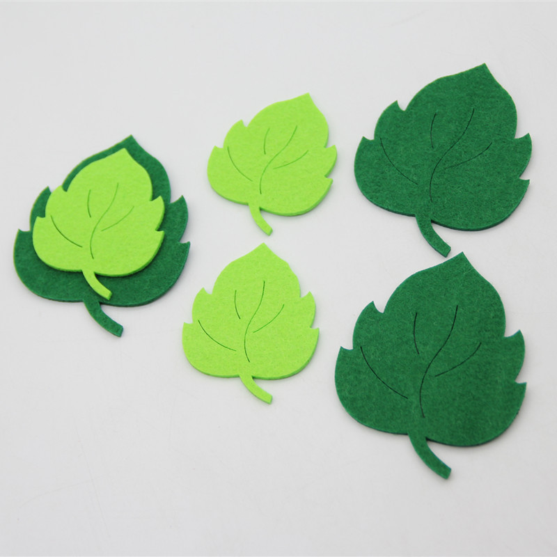 10 gab. Zaļās lapas bez formas griešanas auduma filca plāksteri aplikācijas DIY ar rokām darināta auduma izgatavošanai neaustu šūšanas dekoru amatniecībai