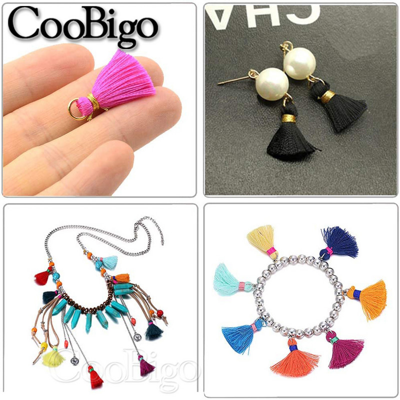 50gab Poliestera bārkstis pušķu apmales šūšanas aizkari Aksesuāri DIY atslēgu piekariņi Mobilā telefona siksniņas Kulonu pušķi rotaslietu izgatavošanai