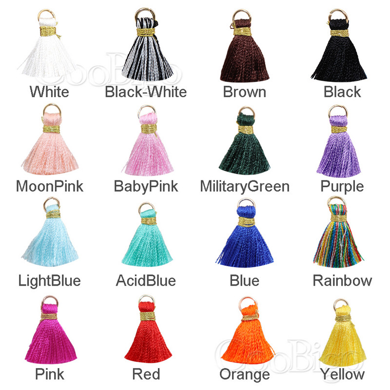 50gab Poliestera bārkstis pušķu apmales šūšanas aizkari Aksesuāri DIY atslēgu piekariņi Mobilā telefona siksniņas Kulonu pušķi rotaslietu izgatavošanai