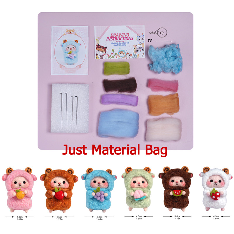 Nonvor vilnas filcēšanas materiālu komplekts, nepabeigts DIY vilnas šķiedras komplekts Aitu dzīvnieku lelle rotaļlieta Filcs, kas iedurta bērniem Rokdarbi