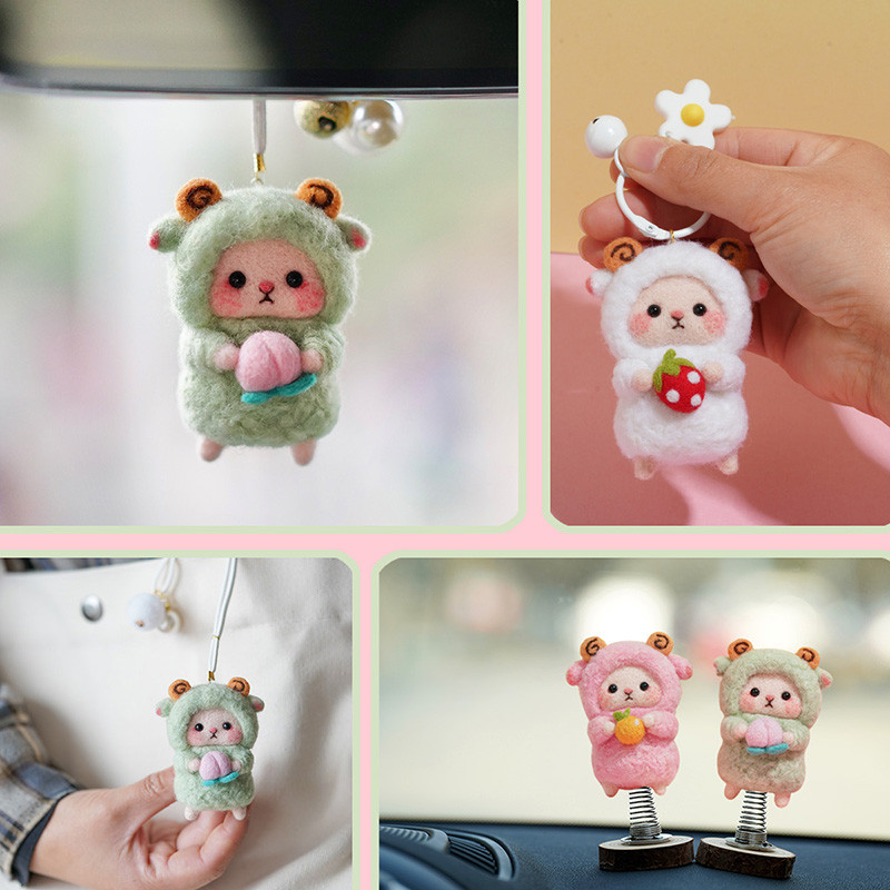 Nonvor vilnas filcēšanas materiālu komplekts, nepabeigts DIY vilnas šķiedras komplekts Aitu dzīvnieku lelle rotaļlieta Filcs, kas iedurta bērniem Rokdarbi