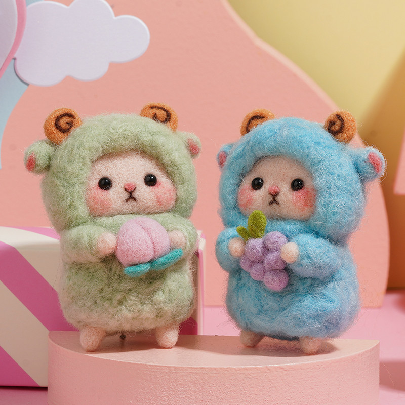 Nonvor vilnas filcēšanas materiālu komplekts, nepabeigts DIY vilnas šķiedras komplekts Aitu dzīvnieku lelle rotaļlieta Filcs, kas iedurta bērniem Rokdarbi