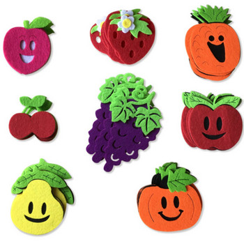 Φρούτα λαχανικά Αυτοκόλλητο τοίχου Χειροποίητο Cartoon DIY Felt Craft School Nonwoven Patch Απλικέ Pad Διακόσμηση νηπιαγωγείου