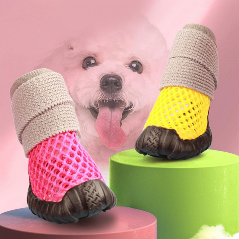 4Gb Pretty Dog Shoes Pretty Dog Shoes Pretslīdēšanas Ūdensnecaurlaidīgs Tīkls Vasaras Īpaši Viegli Mājas Suņu Lietus Zābaki