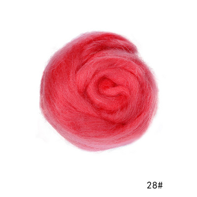 MIUSIE 50/100g/ Sarkana krāsa sērija Roving vilnas šķiedra ziedu dzīvnieku vilnas filcēšana roku darbs vērpšanai mitrā filcēšana lelles rokdarbi