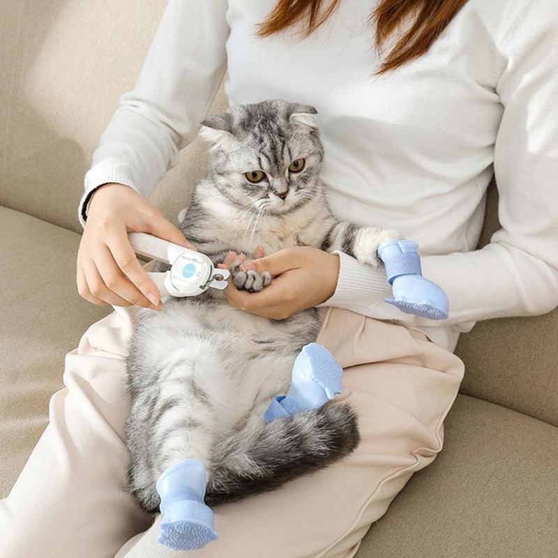 4Gb Stilīgi mājdzīvnieku suņu kaķu pēdu spīļu pārsegi Lietus apavi Mājdzīvnieku apavi Stiprinājuma lentes Nodilums