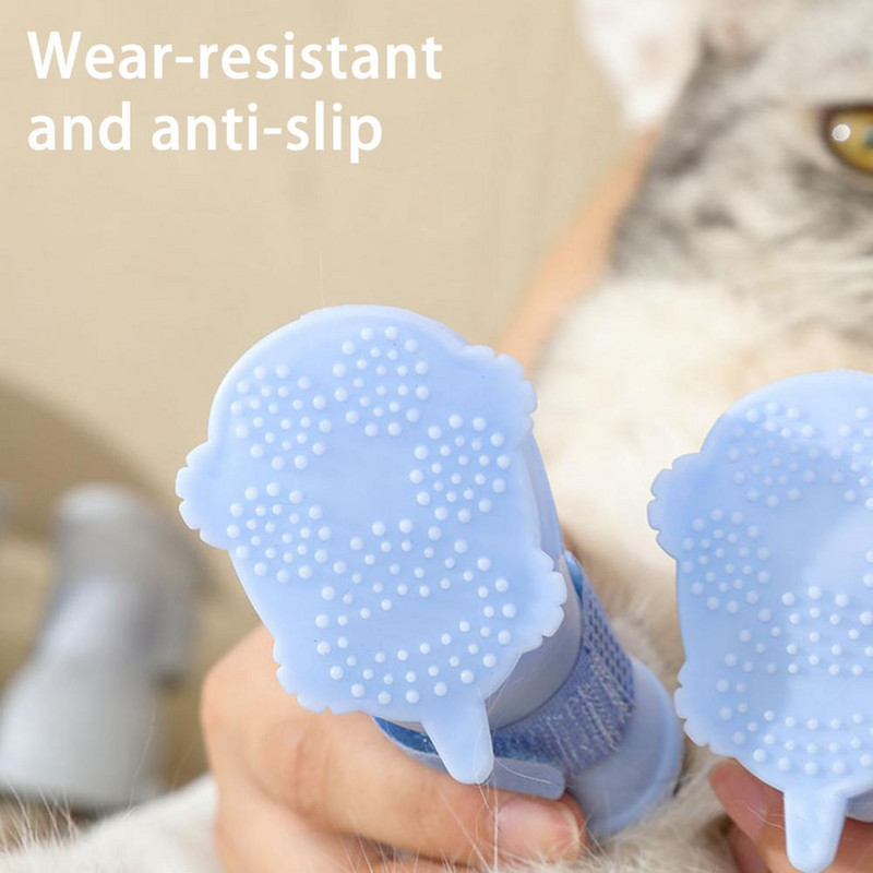 4Gb Stilīgi mājdzīvnieku suņu kaķu pēdu spīļu pārsegi Lietus apavi Mājdzīvnieku apavi Stiprinājuma lentes Nodilums
