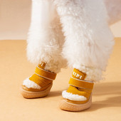 Mājdzīvnieku suņu apavi Ūdensnecaurlaidīgi apavi Ziemas mājdzīvnieku kokvilnas apavi, kas sabiezināti ar kokvilnu, silti, pretslīdēšanas līdzekļi Komplektā 4 Teddy Bichon mazie suņi