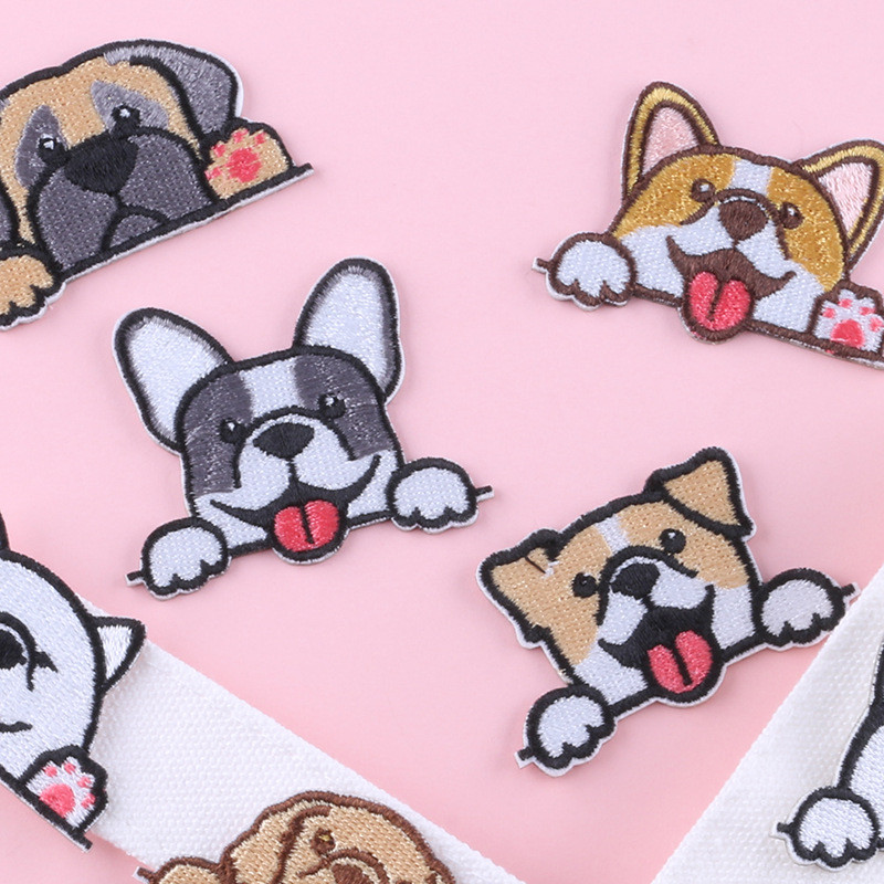 Jauki suņu izšūšanas ielāpi apģērbam Pašlīmējošā uzlīme uz plākstera Mugursomas Cepures dekorēšana Aplikācijas Karikatūra Dzīvnieku nozīmīte