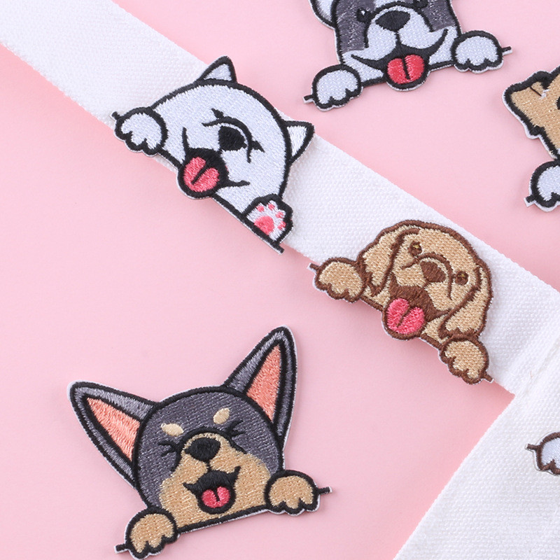 Jauki suņu izšūšanas ielāpi apģērbam Pašlīmējošā uzlīme uz plākstera Mugursomas Cepures dekorēšana Aplikācijas Karikatūra Dzīvnieku nozīmīte