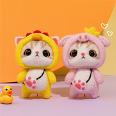 Jauks kaķa kulons DIY vilnas filca komplekts nepabeigts vilnas filcēšanas adatu materiālu iepakojums ar rokām darināti amatniecības piederumi, mobilo automašīnu dekorēšana