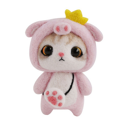 Jauks kaķa kulons DIY vilnas filca komplekts nepabeigts vilnas filcēšanas adatu materiālu iepakojums ar rokām darināti amatniecības piederumi, mobilo automašīnu dekorēšana