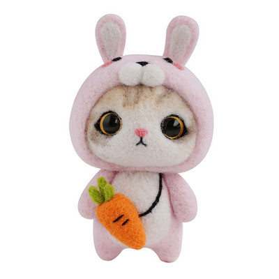 Jauks kaķa kulons DIY vilnas filca komplekts nepabeigts vilnas filcēšanas adatu materiālu iepakojums ar rokām darināti amatniecības piederumi, mobilo automašīnu dekorēšana