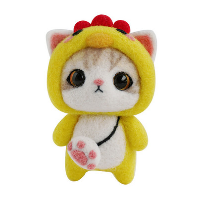 Jauks kaķa kulons DIY vilnas filca komplekts nepabeigts vilnas filcēšanas adatu materiālu iepakojums ar rokām darināti amatniecības piederumi, mobilo automašīnu dekorēšana