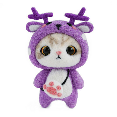 Jauks kaķa kulons DIY vilnas filca komplekts nepabeigts vilnas filcēšanas adatu materiālu iepakojums ar rokām darināti amatniecības piederumi, mobilo automašīnu dekorēšana