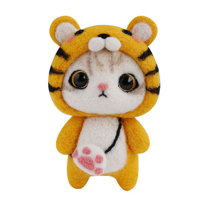 Jauks kaķa kulons DIY vilnas filca komplekts nepabeigts vilnas filcēšanas adatu materiālu iepakojums ar rokām darināti amatniecības piederumi, mobilo automašīnu dekorēšana