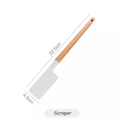 1 tk silikoonist toiduvalmistamisnõud, mittekleepuvad kühvlid, lusikas munaklotsid, köögi mugavuseks, puidust käepide, kergesti puhastatav