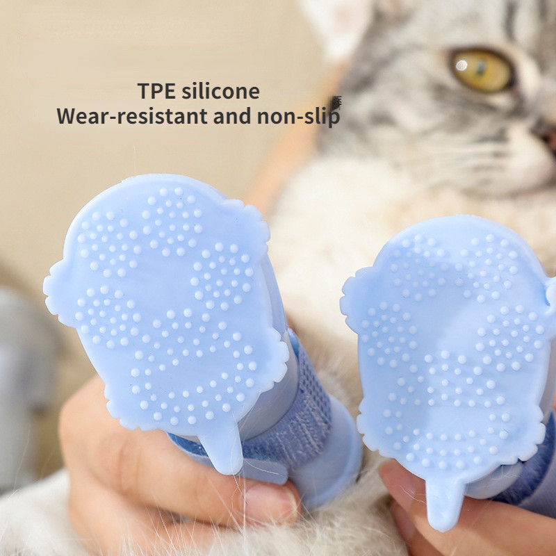4gab Kaķu un suņu lietus zābaki Suņu kurpes maziem suņiem Lietainas dienas Suņu pastaigu apavi Pet Feet Silikagela apavi kucēnam čivava