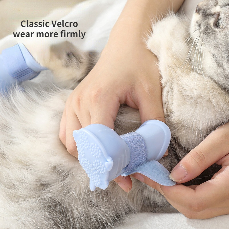 4gab Kaķu un suņu lietus zābaki Suņu kurpes maziem suņiem Lietainas dienas Suņu pastaigu apavi Pet Feet Silikagela apavi kucēnam čivava