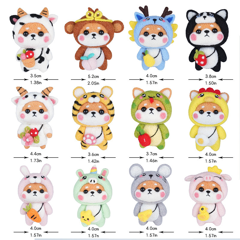 Paket materijala za filcanje vune Nonvor Komplet za ručno filcanje iglom za životinje Paket materijala za filcanje od dvanaest zodijaka za početnike