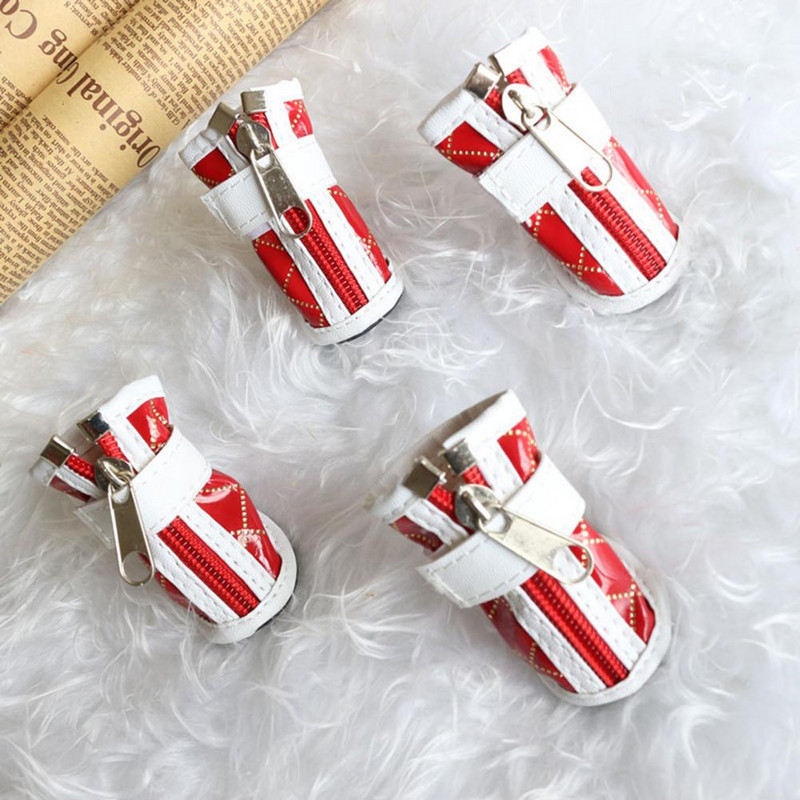 4Gb Suņu zābaki Mīkstas zoles suņu kedas uztur siltumu, regulējami suņu zābaki