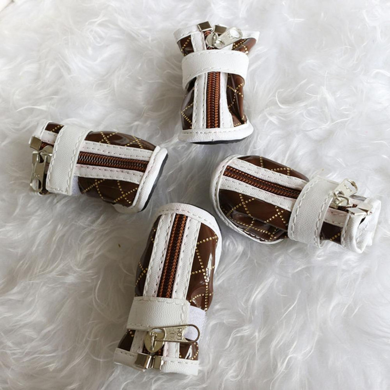 4Gb Suņu zābaki Mīkstas zoles suņu kedas uztur siltumu, regulējami suņu zābaki