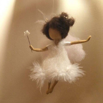 Pok Pok Le Вълнена чанта от филцов материал Ръчно изработена кукла „Направи си сам“ Фея Ръчно изработена чанта от висящ материал за кола Genie дава урок за ключодържател