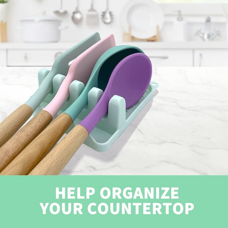 2 iepakojumu daudzfunkcionāls galda piederumu karotes turētājs ar pilienu spilventiņu, neslīdošu karstumizturīgu virtuves un grila karotes turētāju virtuves sīkrīkiem