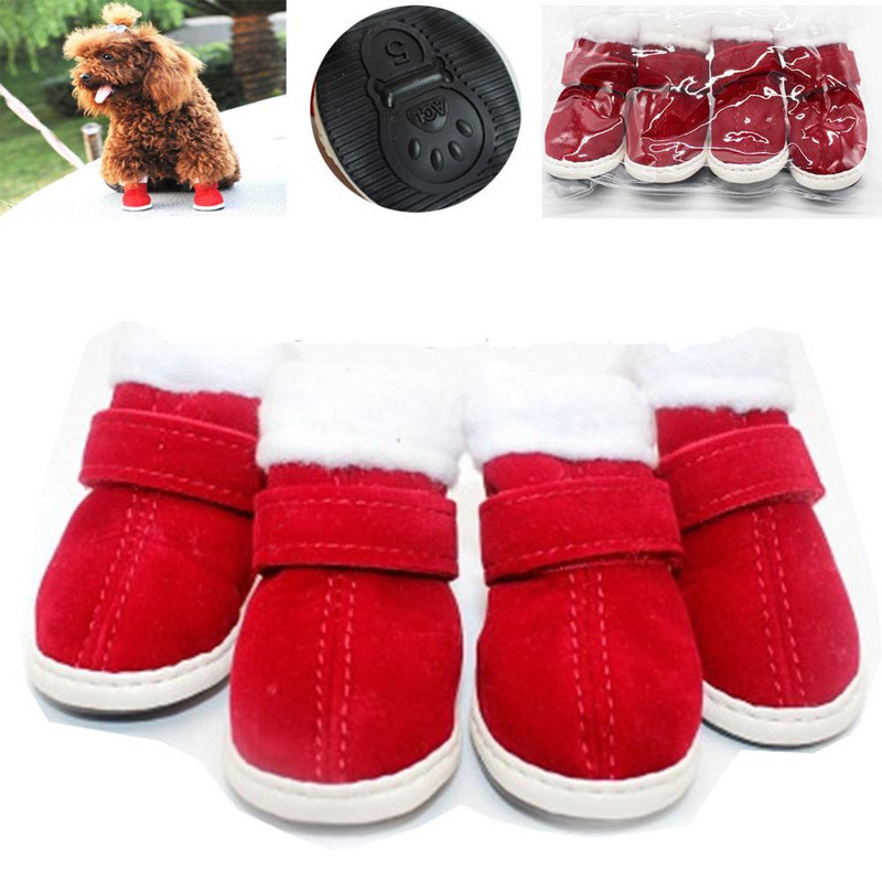 4Gb/komplekts Mājdzīvnieku suņi Ziemas Apavi lietus Sniegs Ūdensizturīgi zābaciņi Zeķes Gumijas Pretslīdes Kurpes Maziem Suņiem Kucēniem Apavi Cachorro
