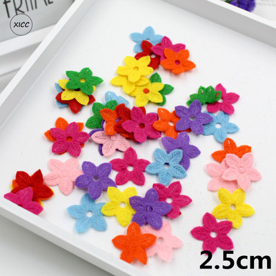 100 gab. Neausti smaida ziedi tauriņi vilnas filca audums matu virve DIY roku darbs aksesuāru uzlīmes aplikācijas ielāpi Filca paliktnis