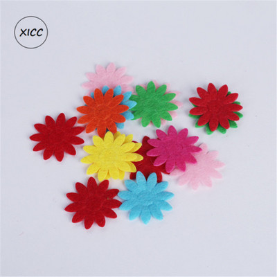 100 gab. Neausti smaida ziedi tauriņi vilnas filca audums matu virve DIY roku darbs aksesuāru uzlīmes aplikācijas ielāpi Filca paliktnis