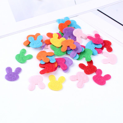 100 gab. Neausti smaida ziedi tauriņi vilnas filca audums matu virve DIY roku darbs aksesuāru uzlīmes aplikācijas ielāpi Filca paliktnis