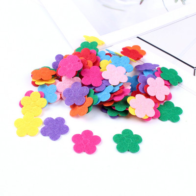 100 gab. Neausti smaida ziedi tauriņi vilnas filca audums matu virve DIY roku darbs aksesuāru uzlīmes aplikācijas ielāpi Filca paliktnis