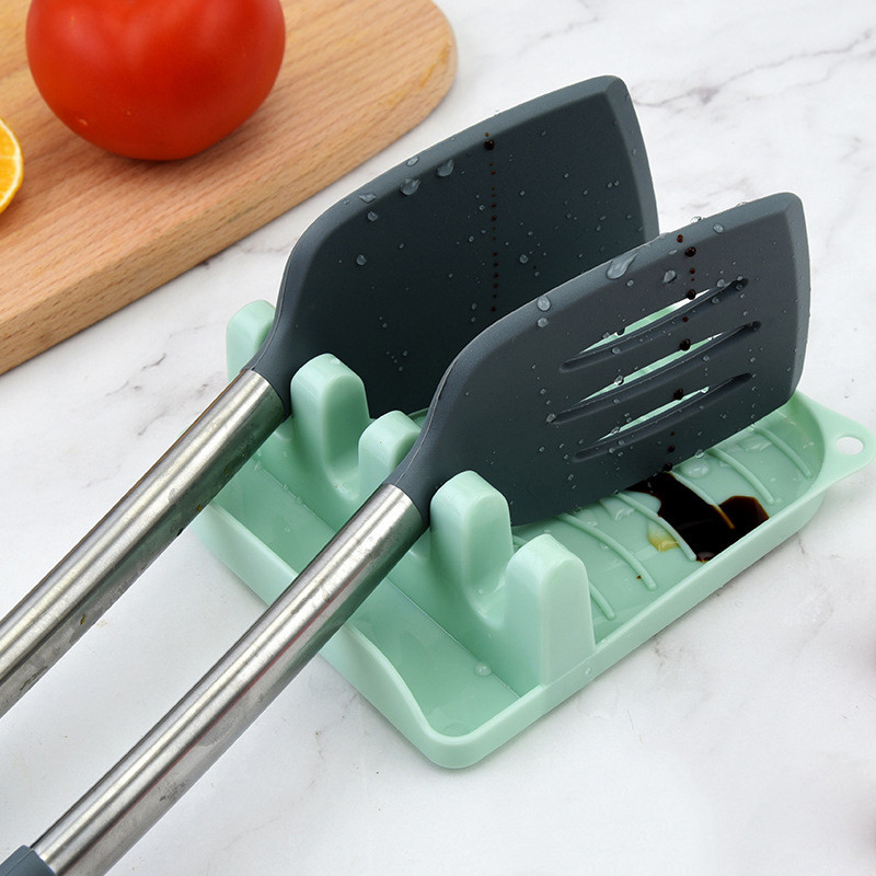 Plastikinis šaukšto atramos laikiklis stalo įrankių šakutė Mentelių stovas Neslystantis karščiui atsparus puodo dangčio laikiklis Stalo reikmenų laikymo lentynėlė Virtuvės įtaisas