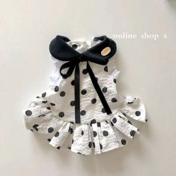 Φόρεμα Dot Princess Pet Dog Ρούχα Φούστα με τύπωμα γάτας Ρούχα για σκύλους Μικρά τσιουάουα καλοκαιρινό μαύρο λευκό αναπνεύσιμο για μικρά σκυλιά