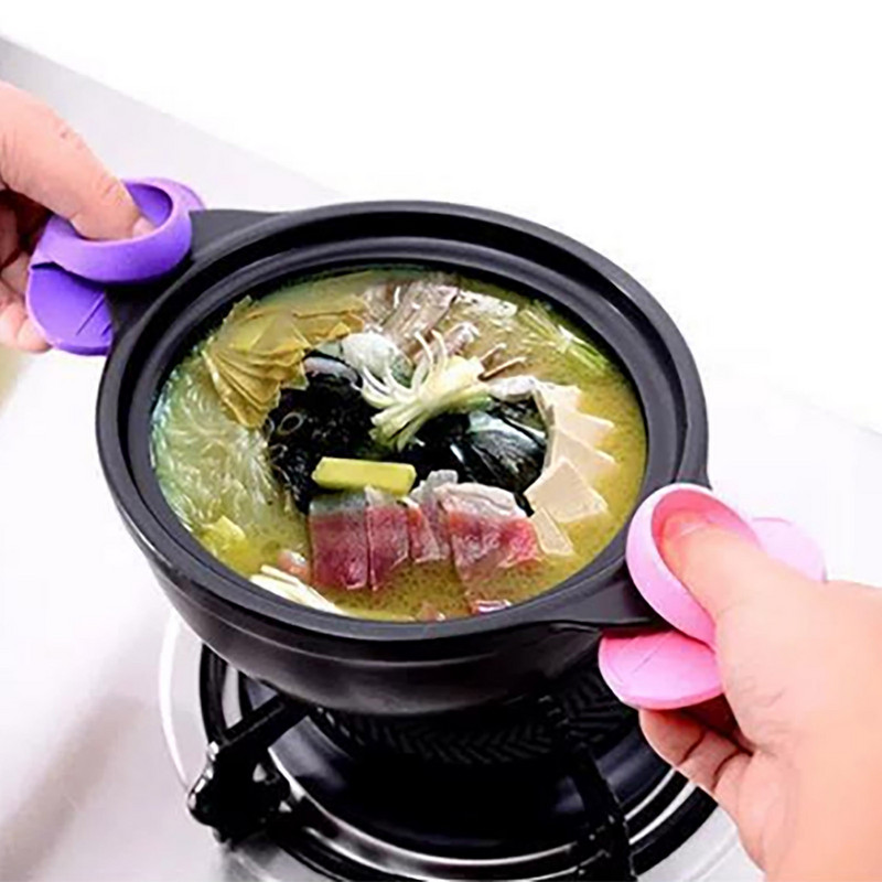 2gab silikona cimdi cepeškrāsns siltumizolēti pirkstu cimdi gatavošanai mikroviļņu krāsnī Neslīdošs satvērējs katla turētājs virtuves cepšanas rīks