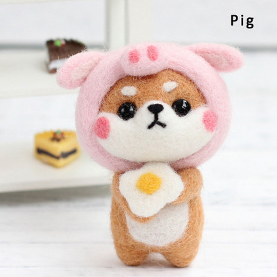 Daudzveidīgs jauks dzīvnieku vilnas filcēšanas materiālu iepakojums Shiba Inu rokām darināta rotaļlietu lelle, nepabeigts ar dūrēm izgatavots komplekts DIY mākslas amatniecība